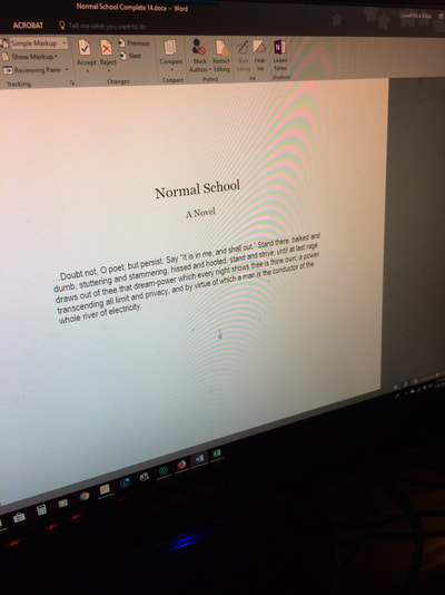 Normal School draft revision epigraph academic noir murder mystery